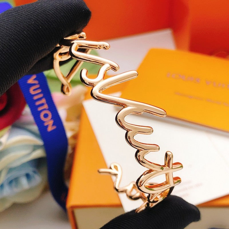 Louis Script Gold Cuff Bracelet
