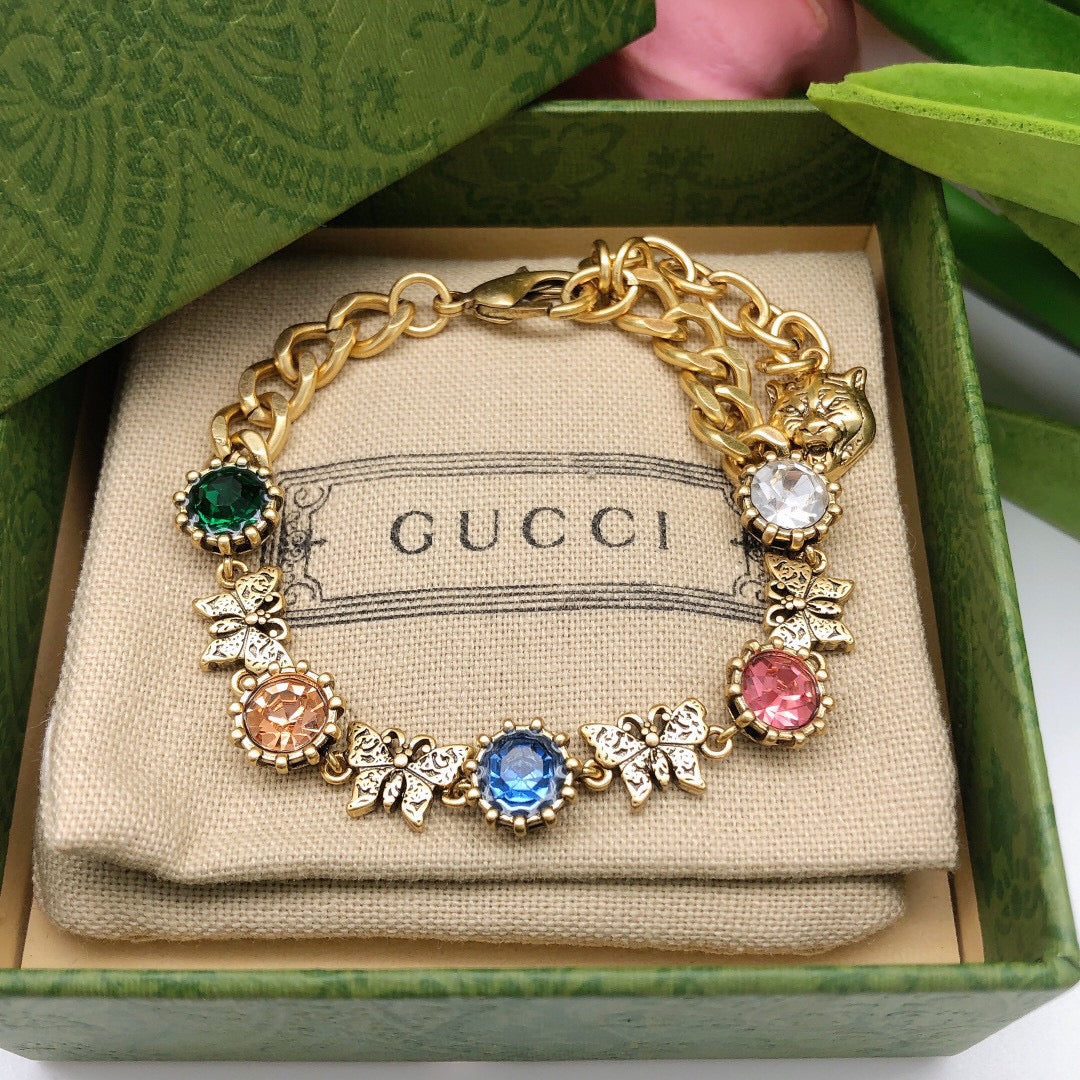 GG Interlocking G Crystals Bracelet