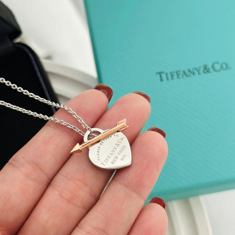 Tiff Heart Bow Necklace