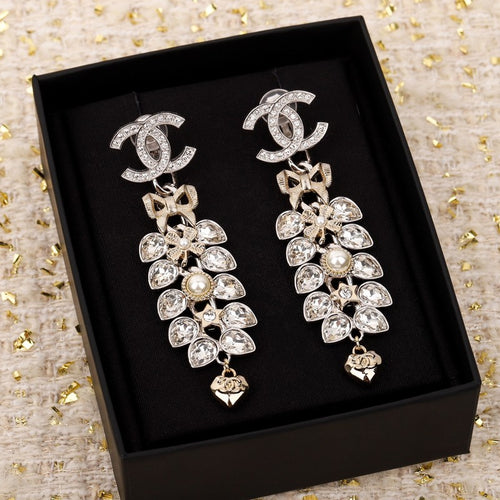CC Crystal Drop Long Earrings