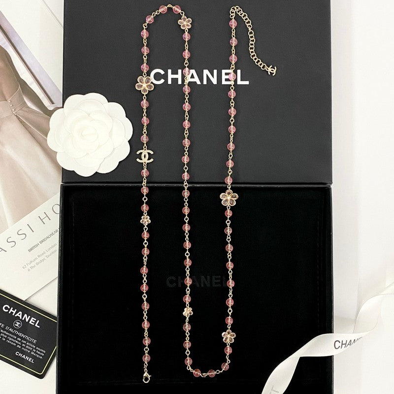 CC 26C Pink Crystal Long Necklace