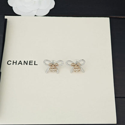 CC Bow Tie Diamond Earrings