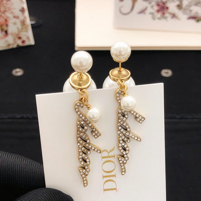 CD J'Adior Long Diamond Earrings