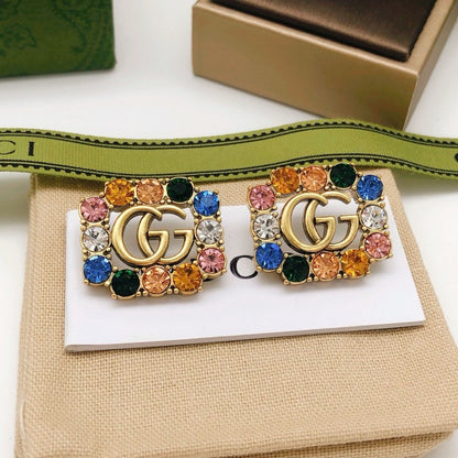 GG Color Crystal Gold Earrings