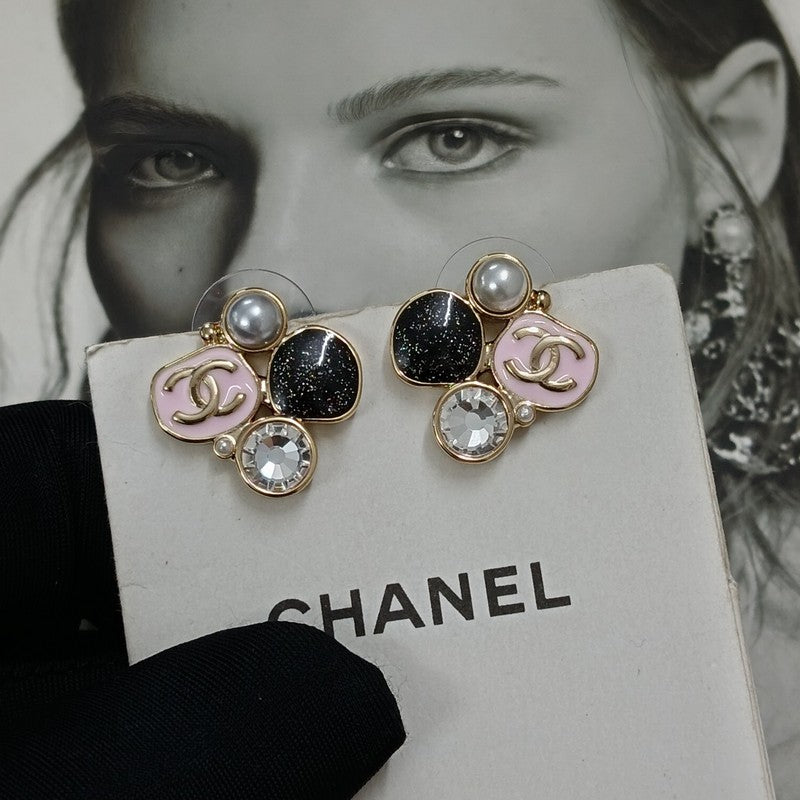 CC Black & Pink Crystal Earrings