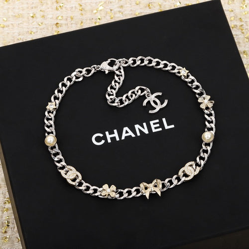 CC Bow Tie Choker Diamond Necklace