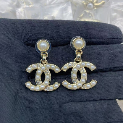 CC Pearl Pendant Earrings