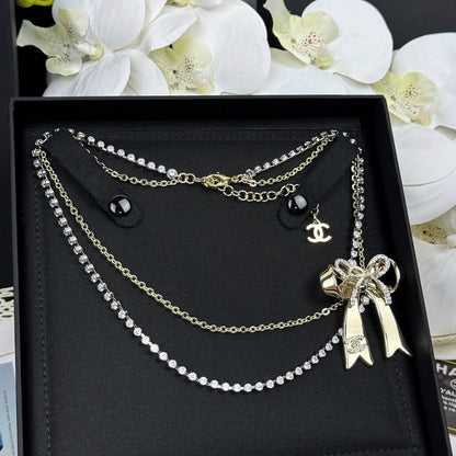 CC 25K Bow Tie Diamond Gold Necklace