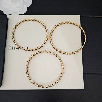 CC Leather Gold Bracelet Set
