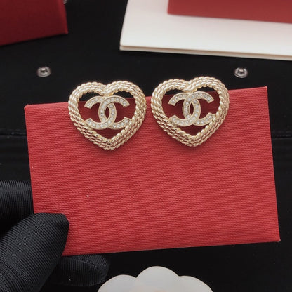 CC Heart Diamond Earrings