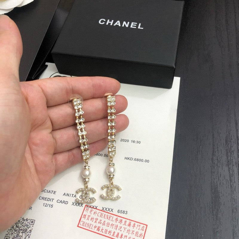 CC Diamond Tassel Long Earrings