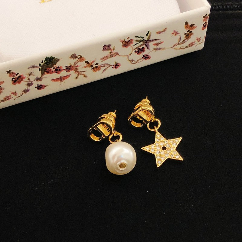 CD Tribales Star Pearl Drop Earrings