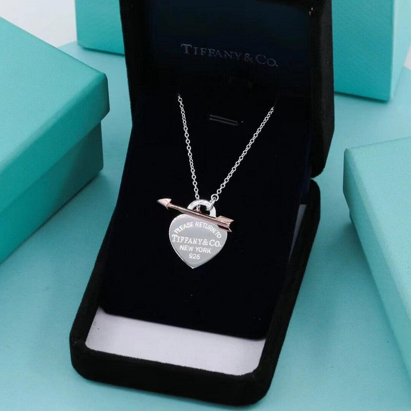 Tiff Heart Bow Necklace