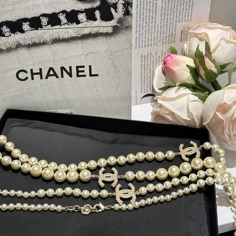 CC 100th Anniversary Fuax Pearl Long Necklace