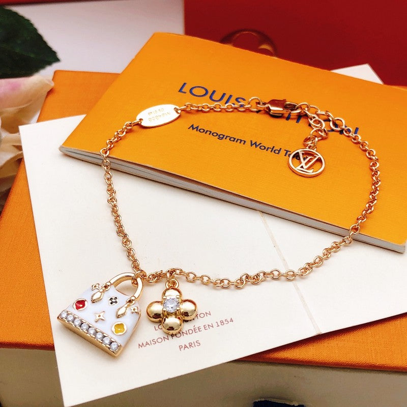 Louis White Bag Gold Bracelet