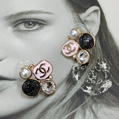 CC Black & Pink Crystal Earrings