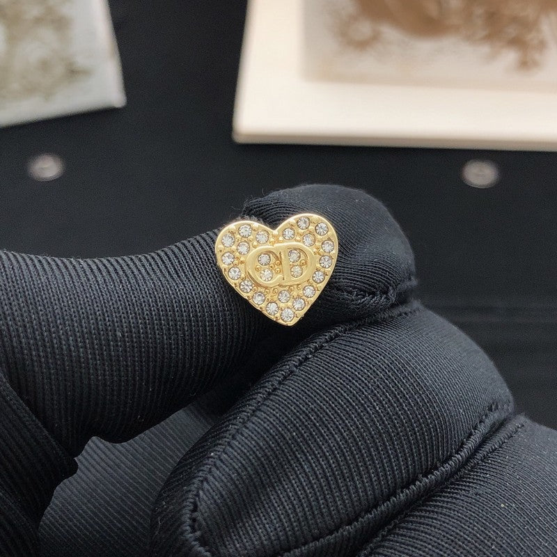 CD Diamond Heart Gold Earrings