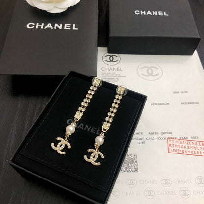 CC Diamond Tassel Long Earrings