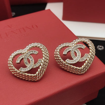 CC Heart Diamond Earrings