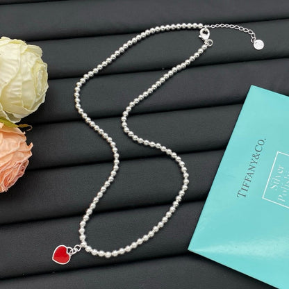 Tiff Color Heart Bead Gold Necklaces