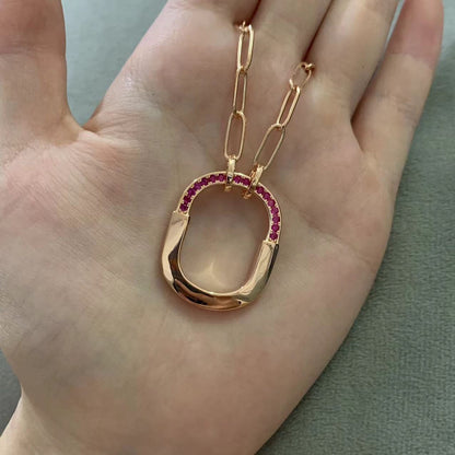 Tiff Lock Pink Pave Diamonds Necklace