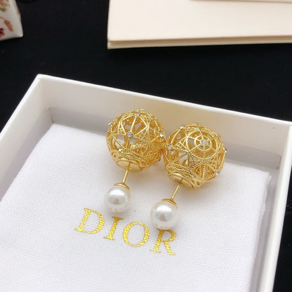 CD Tribales Hollow Gold Ball Earrings