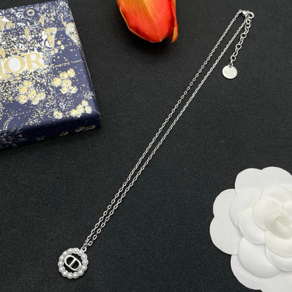 CD Petit Pearl White Gold Necklace