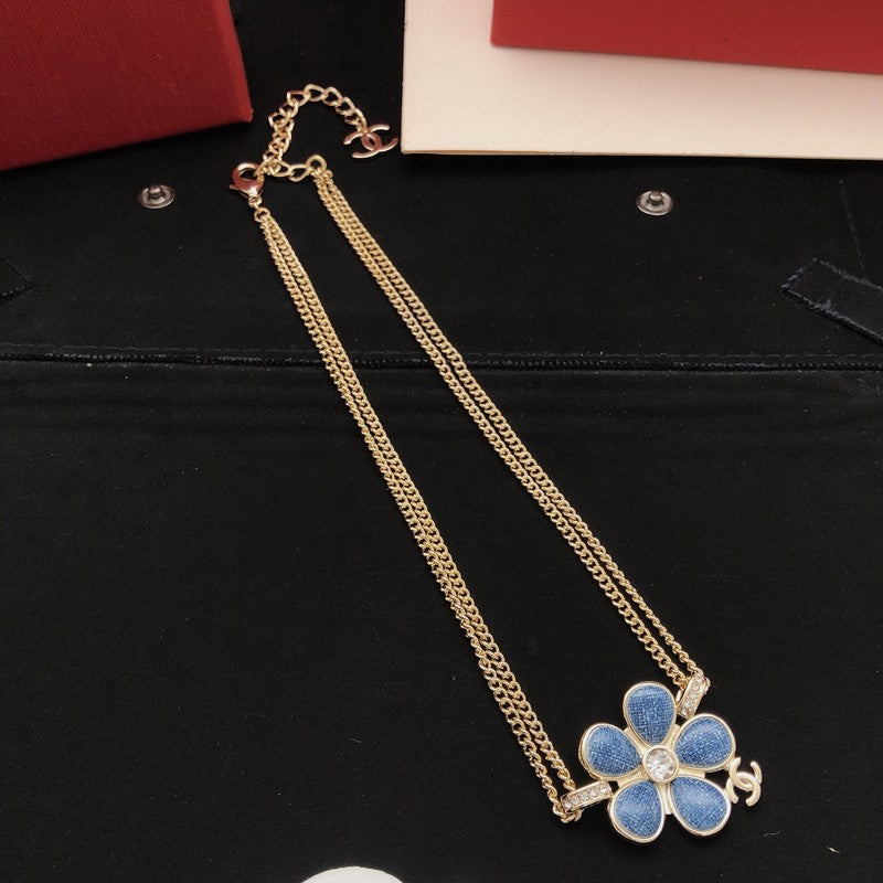 CC Cowboy Blue Camellia Necklace