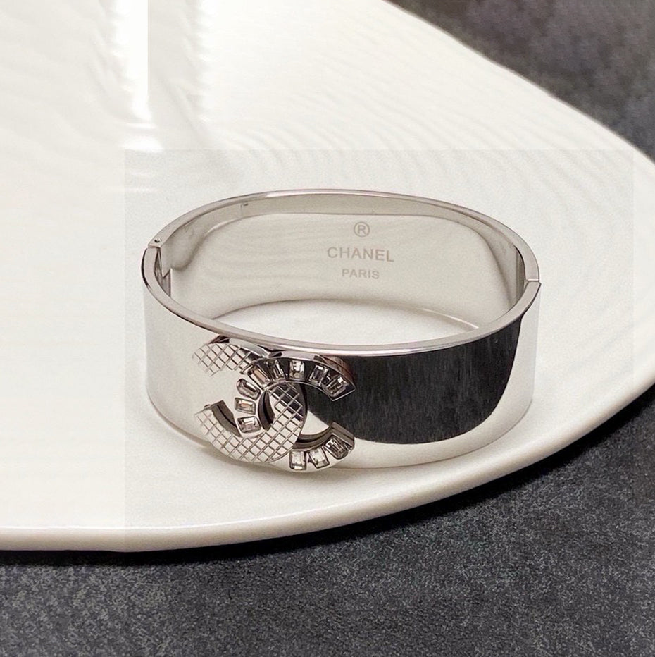 CC White Gold Cuff Bracelet
