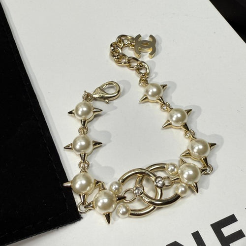 CC Gold Pearl Chain Bracelet