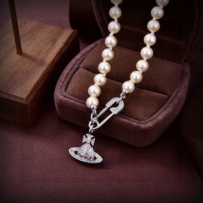 Vivienne West Mini Bas Relief Pearls Necklace