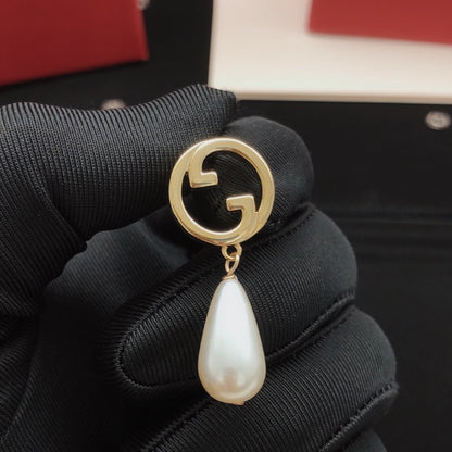GG Pearl & Crystal Drop Earrings