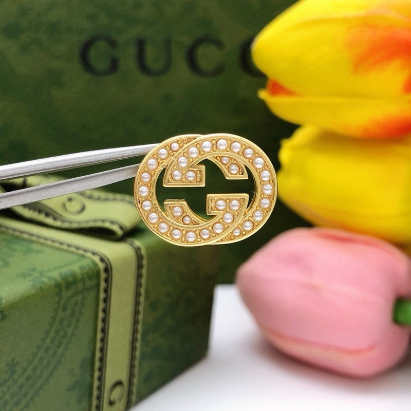 GG Small Pearl Gold Earrings