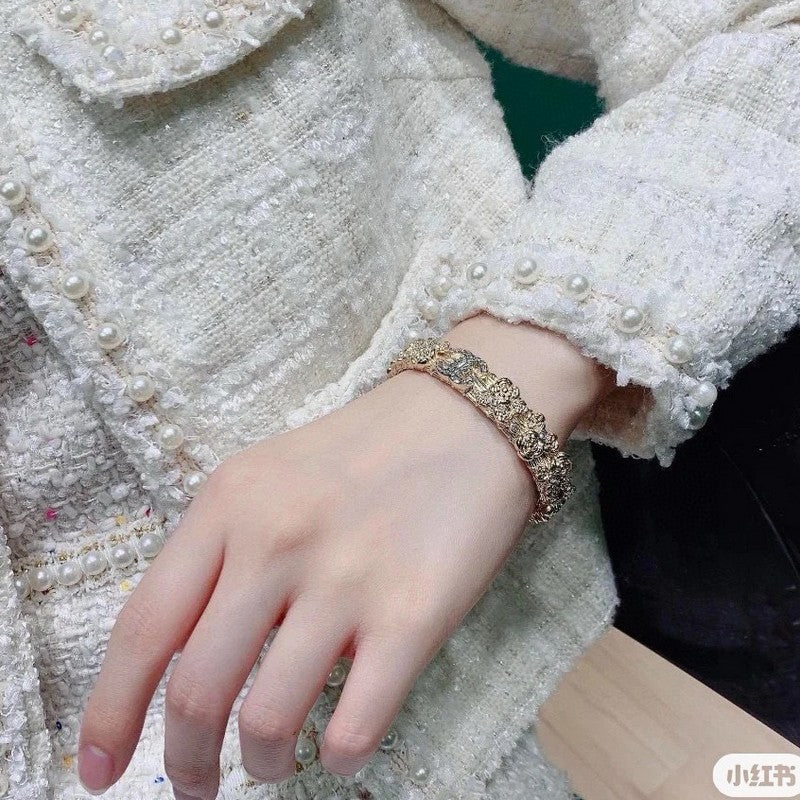 CC Flower Diamond Cuff Bracelet