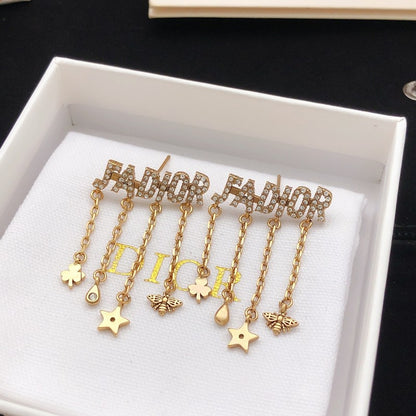 CD Tribales Star Diamond Chain Earrings