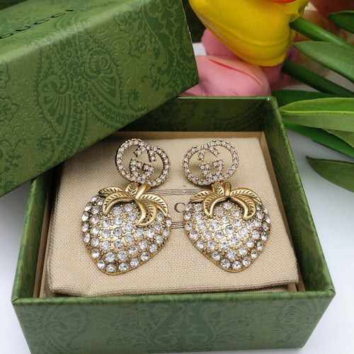 GG Crystal Strawberry Pendant Earrings