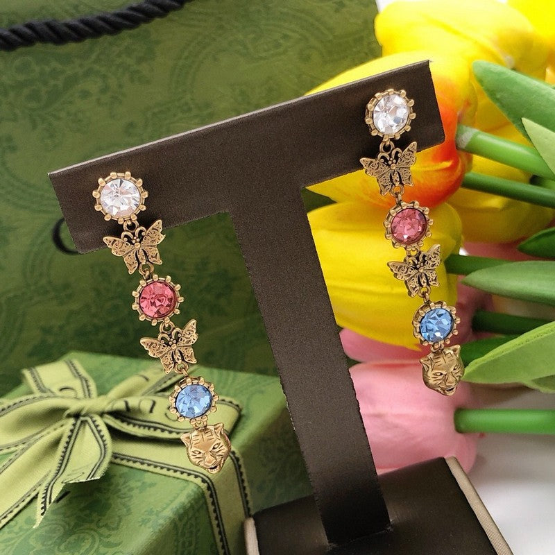 GG Color Crystal Long Earrings