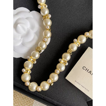 CC 26P Pearl & Gold Chain Necklace