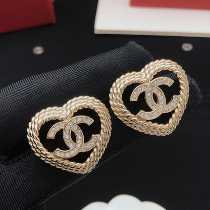 CC Heart Diamond Earrings