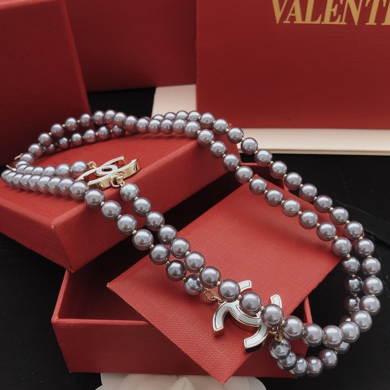 CC Purple Pearl Long Necklace