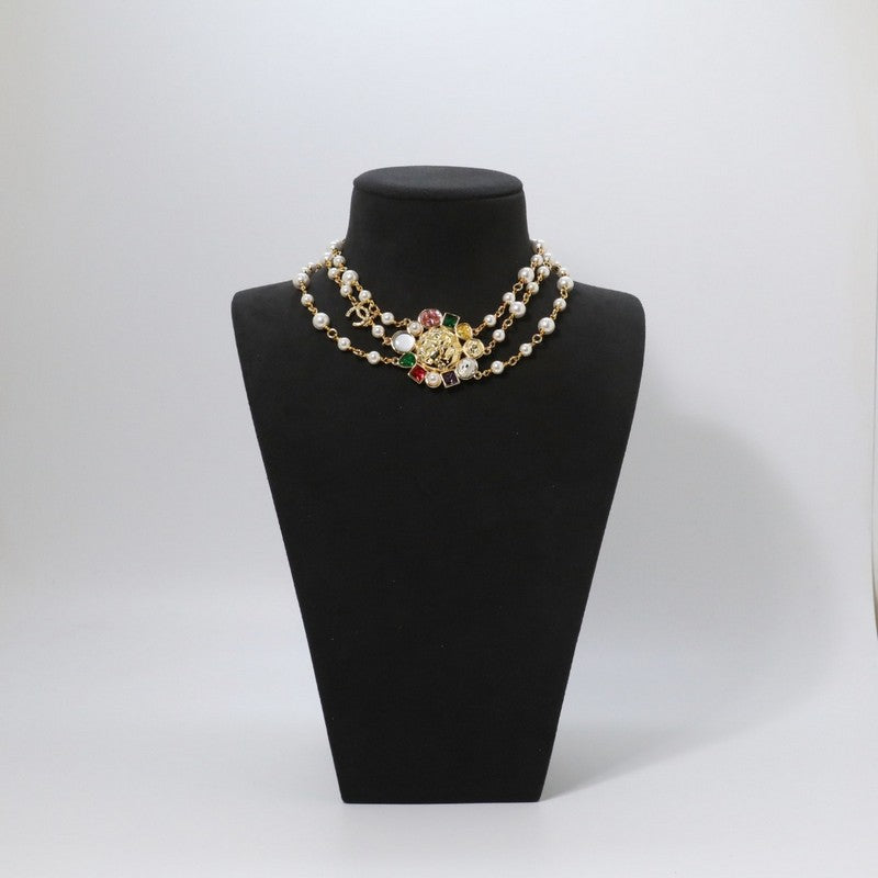 CC Color Crystal Pearls Choker Necklace