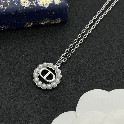 CD Petit Pearl White Gold Necklace