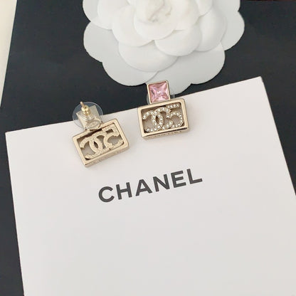 CC Pnk Crystal Diamond Earrings