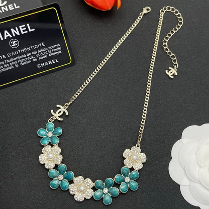 CC Blue Flower Diamond Necklace