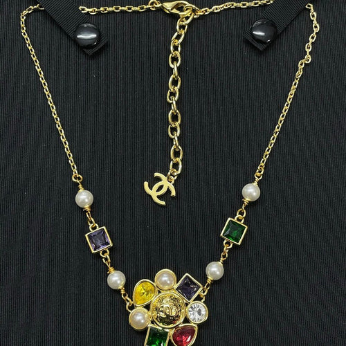 CC Color Crystal Gold Necklace