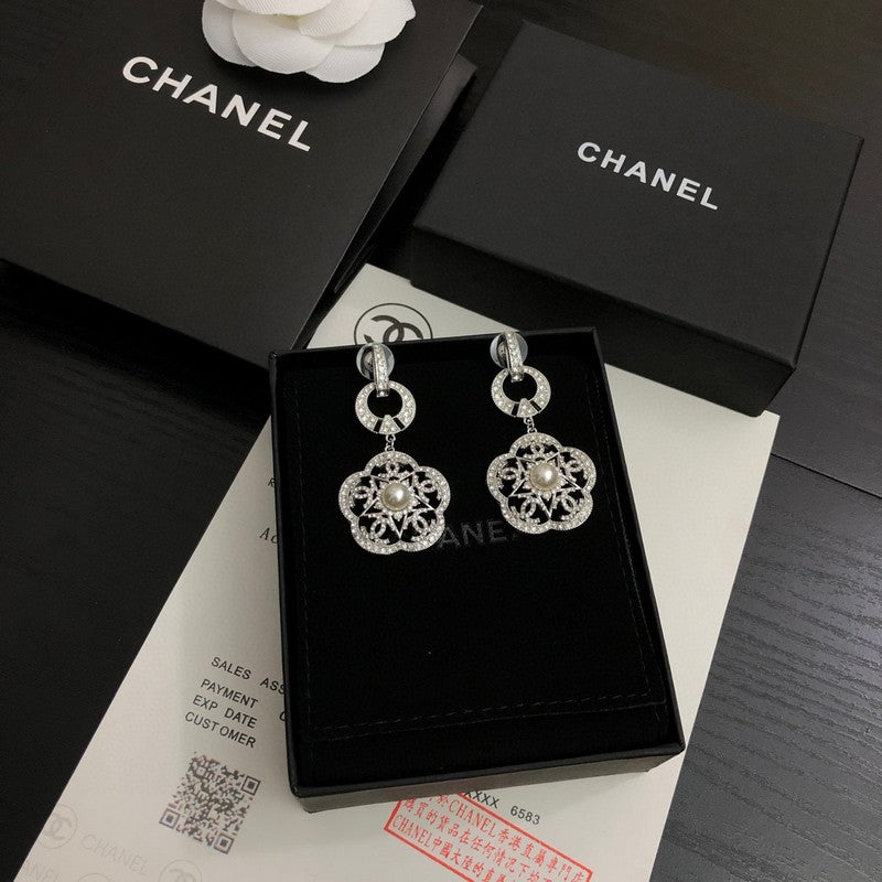 CC Camellia Diamond Pendant Earrings
