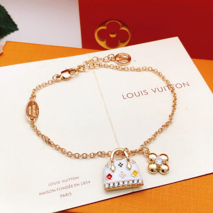 Louis White Bag Gold Bracelet
