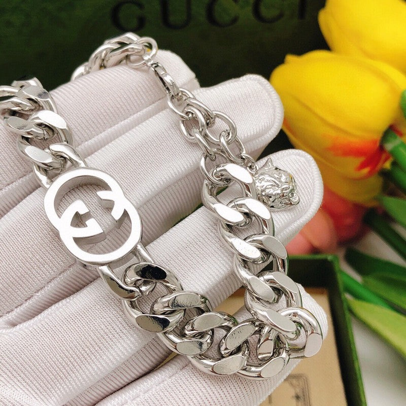 GG Interlocking G White Gold Chain Bracelet