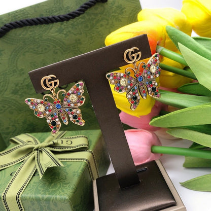 GG Color Crystal Butterfly Earrings