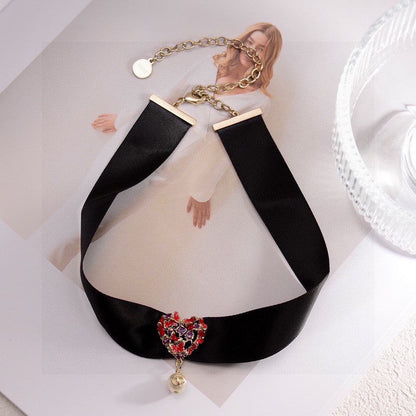 CD 30 Montaigne Red Crystals Choker Necklace